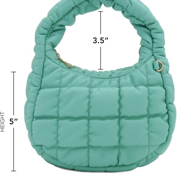 Mini Quilted Soft PU Leather Crescent Puffer Crossbody Evening Bag - Picture 6 of 6
